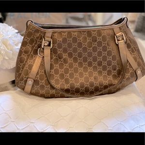 Gucci Gold GG Canvas Medium Abbey Tote